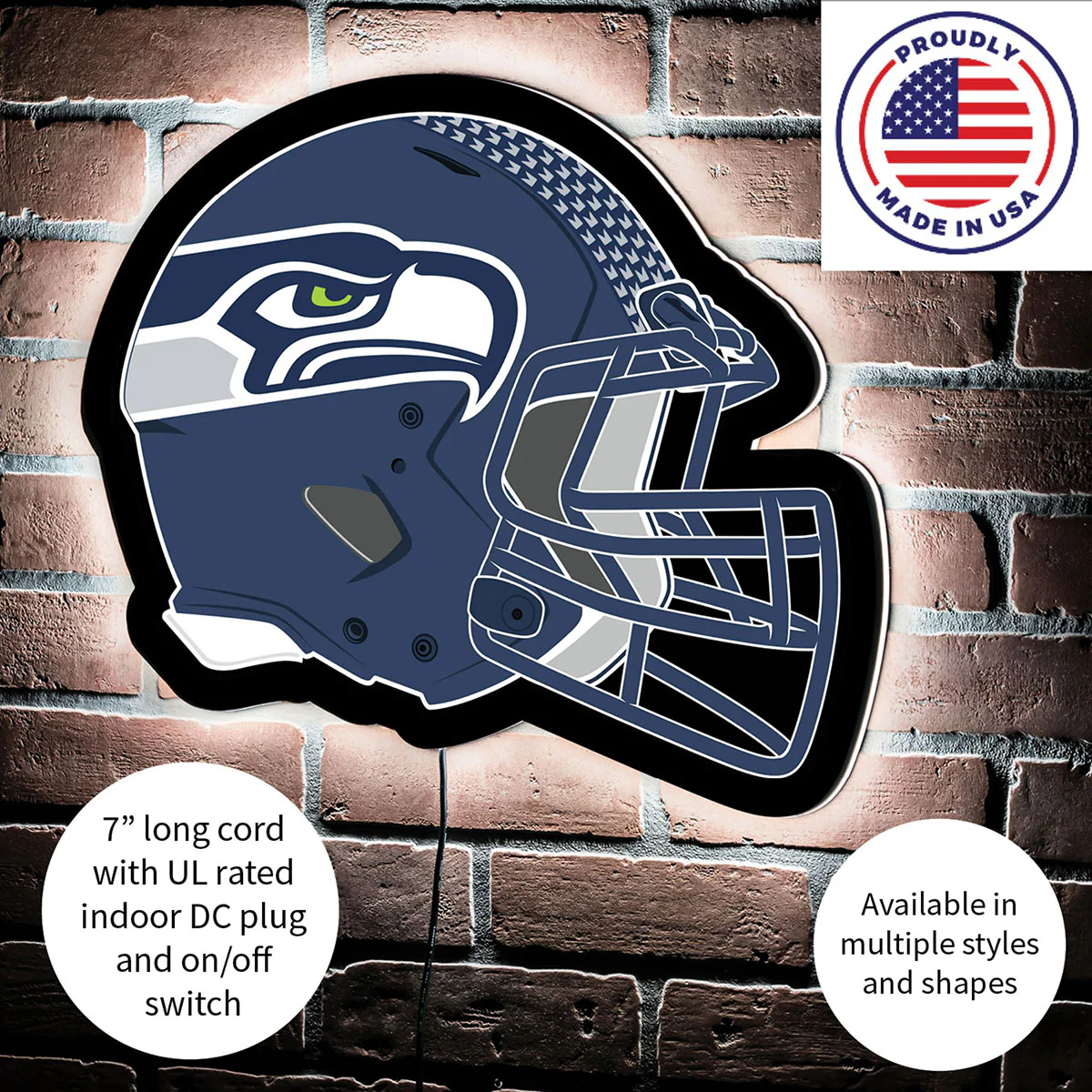 NFL Backlit Helmet Wall Sign - Image 77