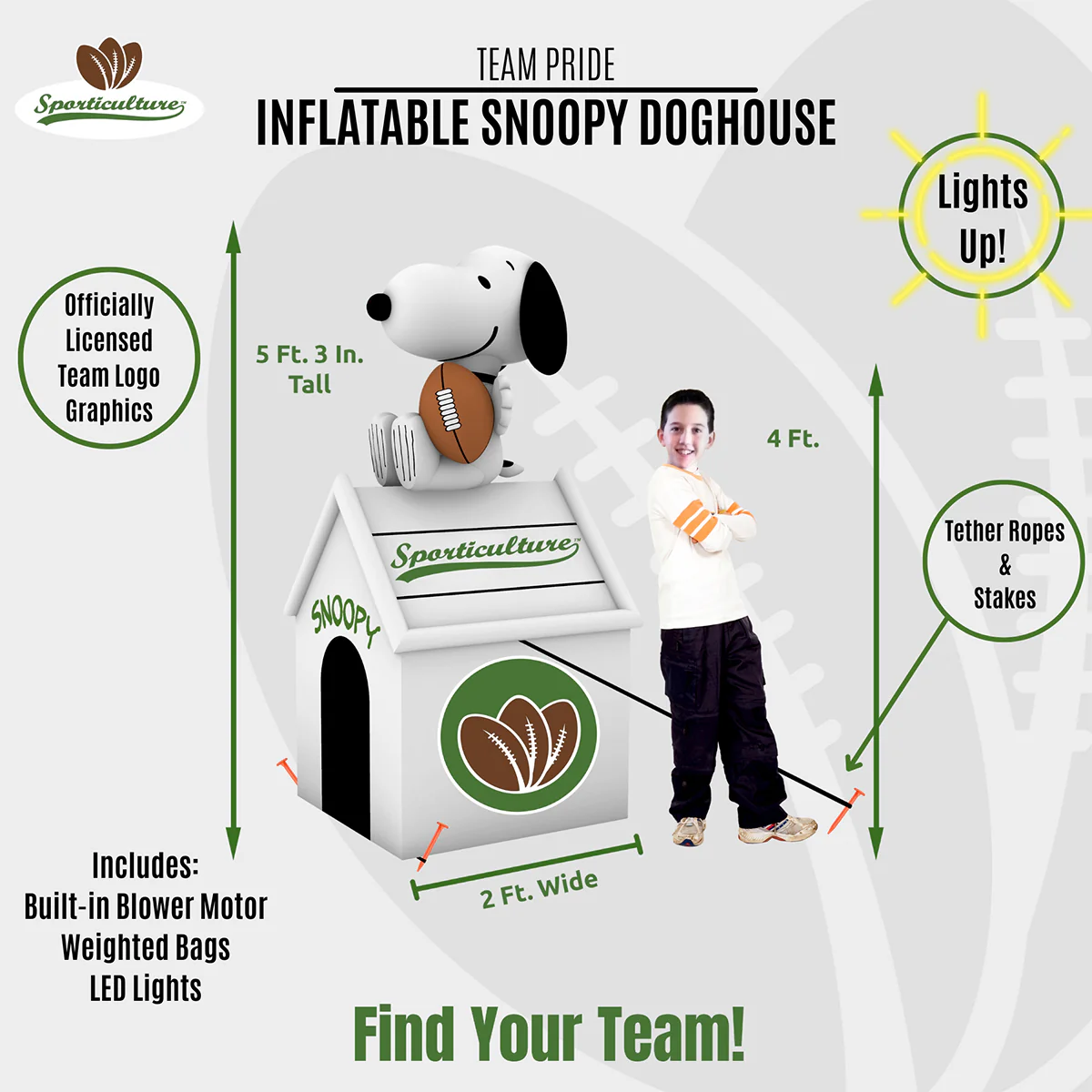 NFL Inflatable Snoopy™ Doghouse - Image 3