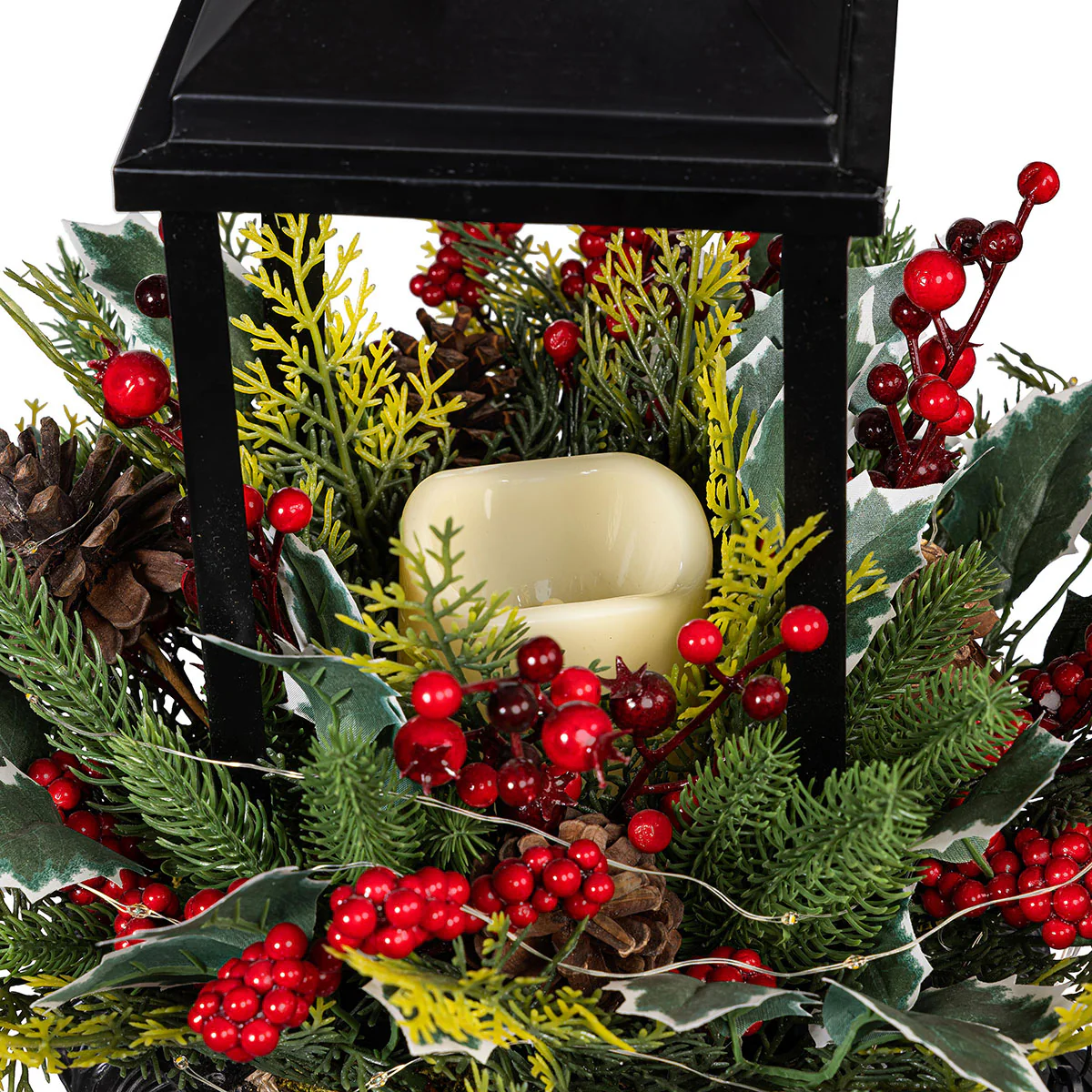 Outdoor Faux Holly Berry Lantern - Image 2