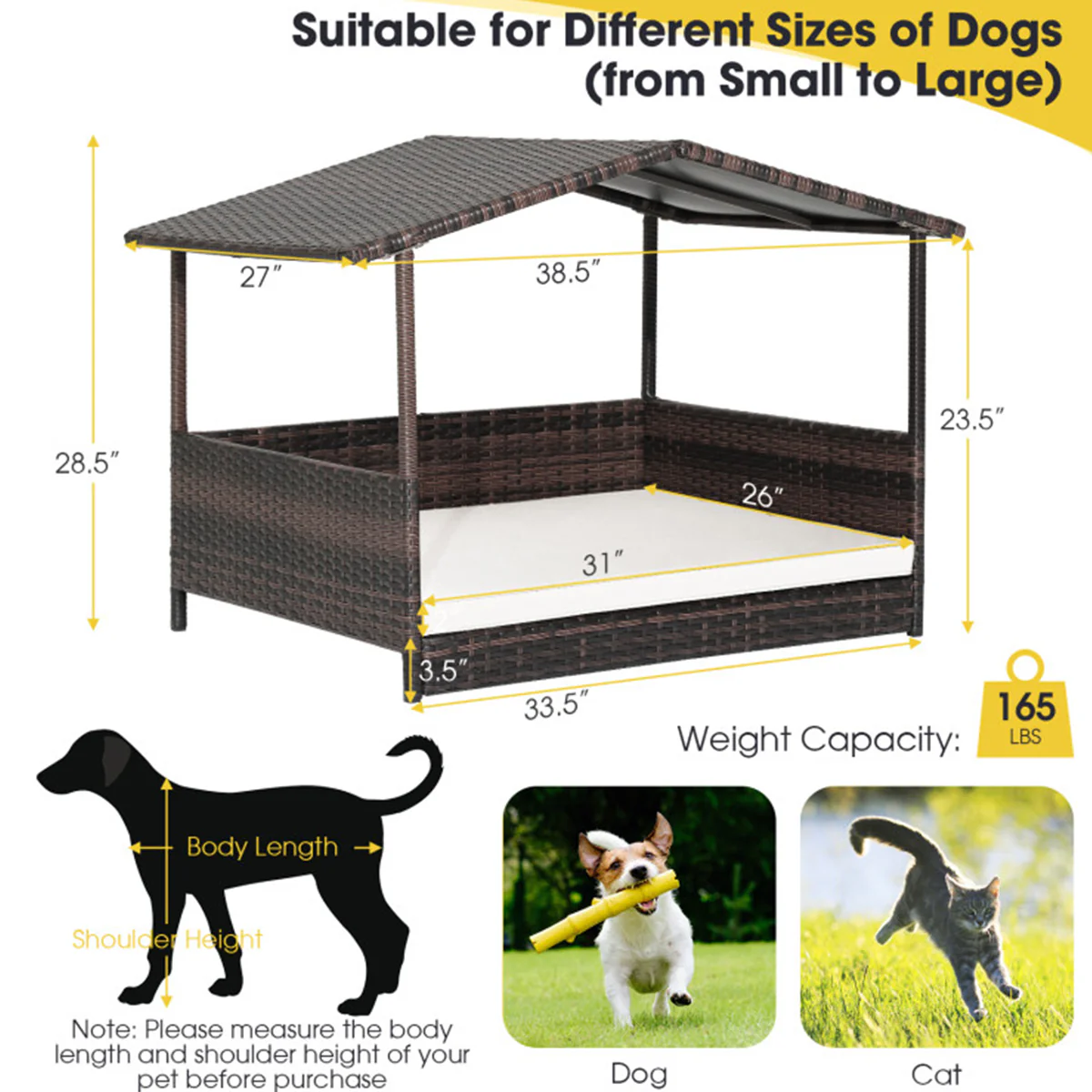 Outdoor Wicker Dog House with Weatherproof Roof - Image 16