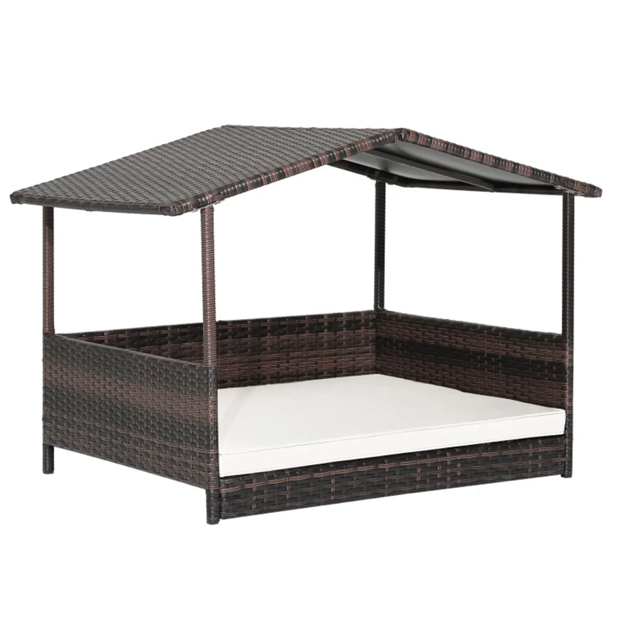 Outdoor Wicker Dog House with Weatherproof Roof - Image 2