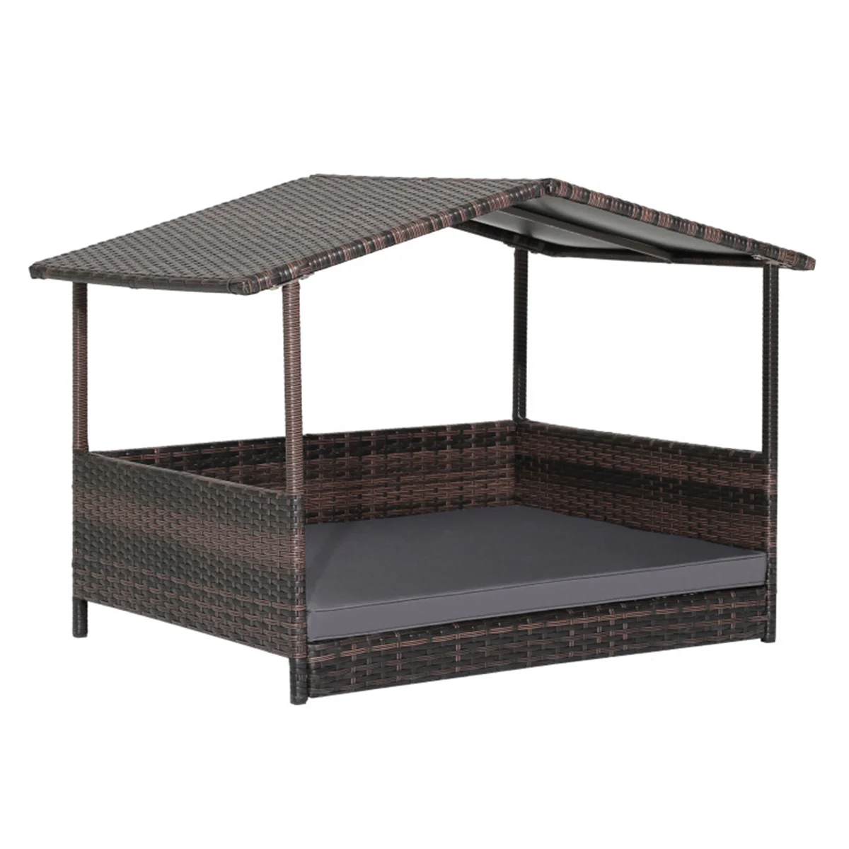 Outdoor Wicker Dog House with Weatherproof Roof - Image 6