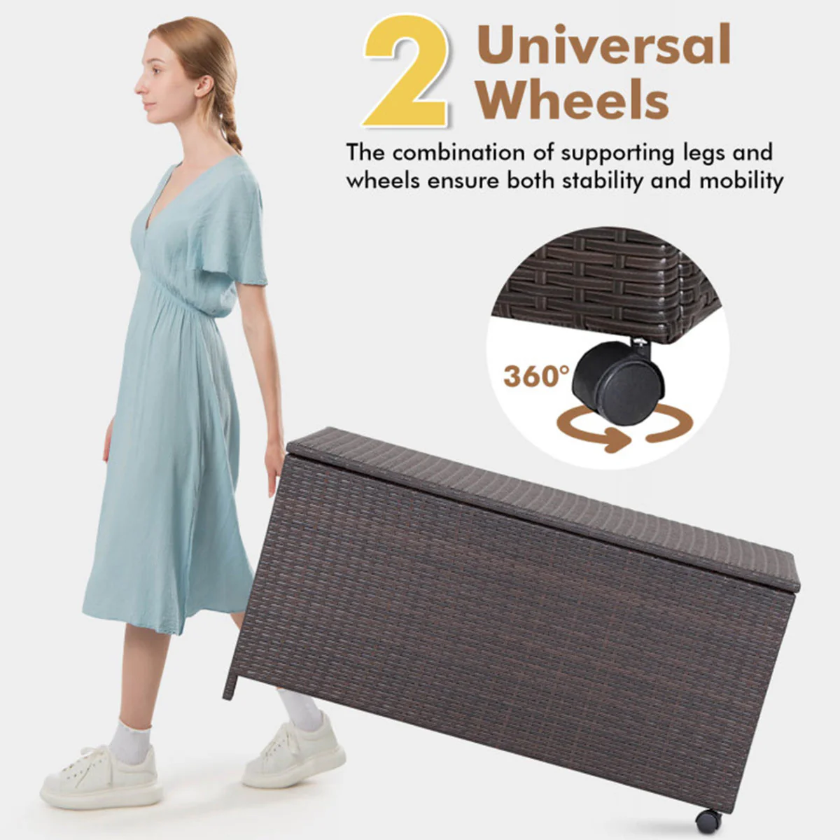 Outdoor Wicker Storage Box with Zippered Liner - Image 3