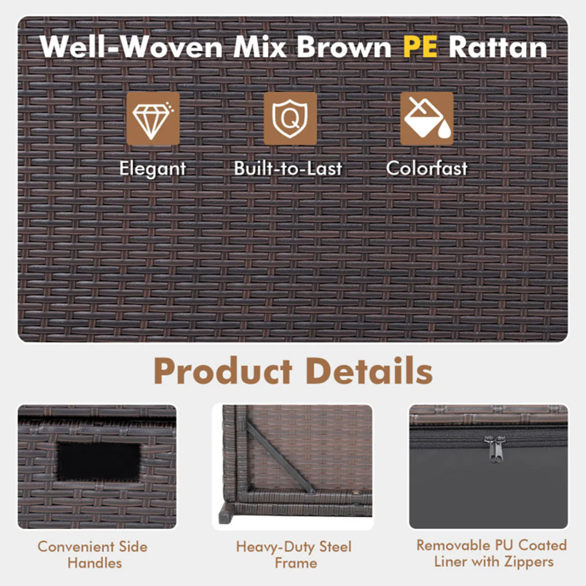 Outdoor Wicker Storage Box with Zippered Liner - Image 4