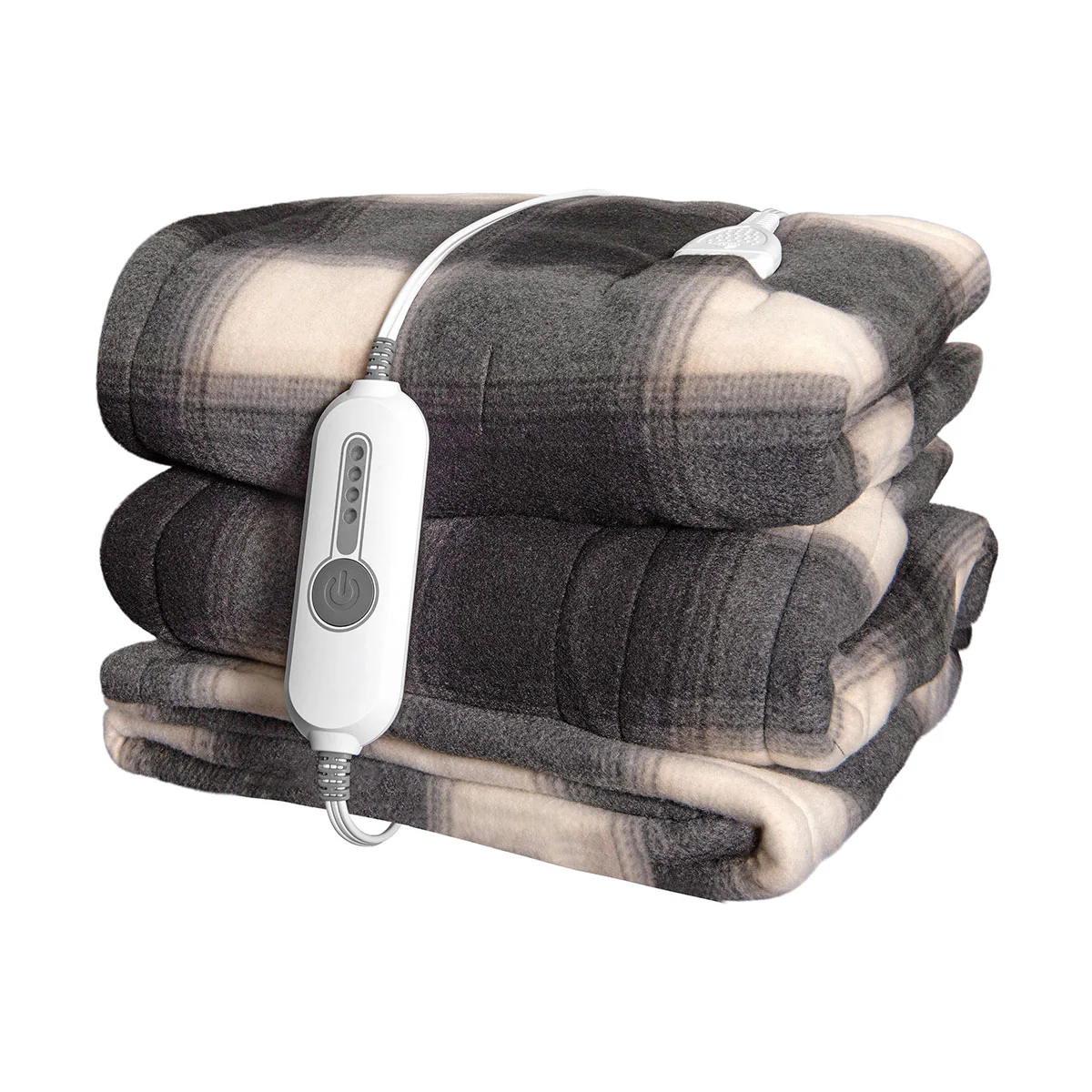 Oversized Plaid Faux Fur Heated Throw - Image 2