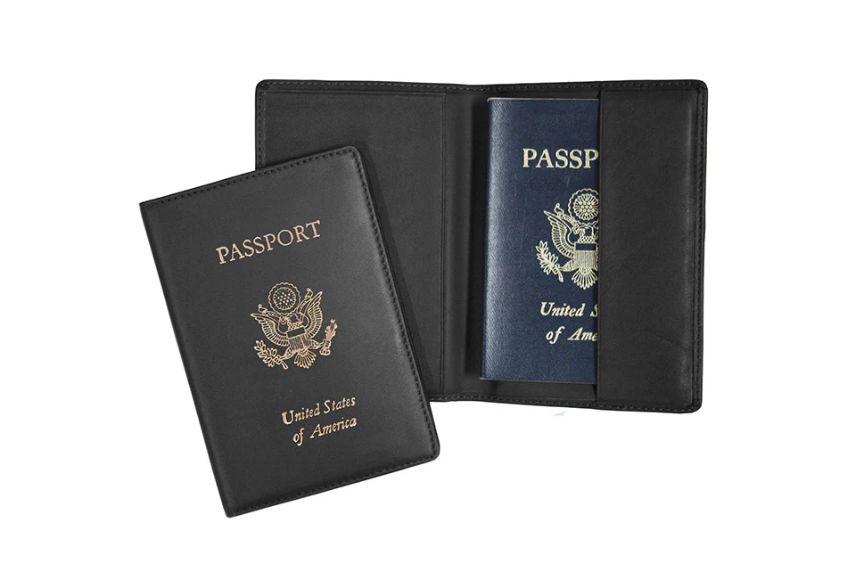 Personalized Leather RFID Passport Holder - Image 2