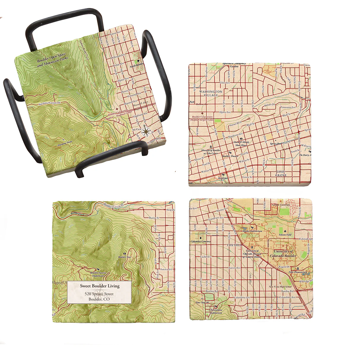 Personalized Marble Map Coaster Set - Image 4