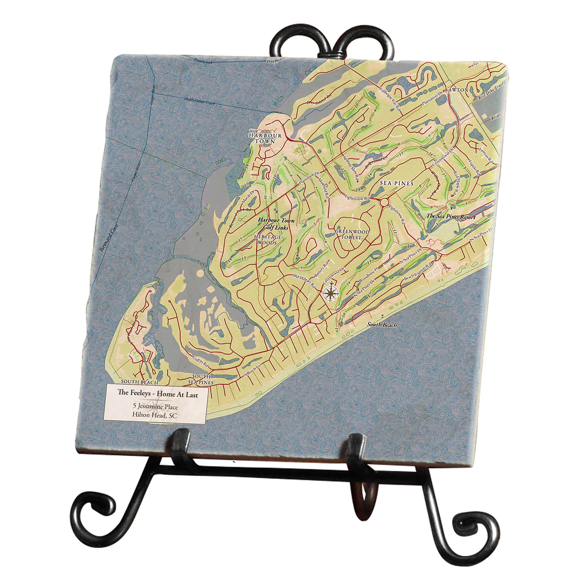 Personalized Marble Map Trivet with Easel - Image 4