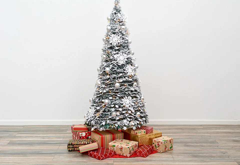 Pop-Up 6 Ft. White Flocked Christmas Tree - Image 4