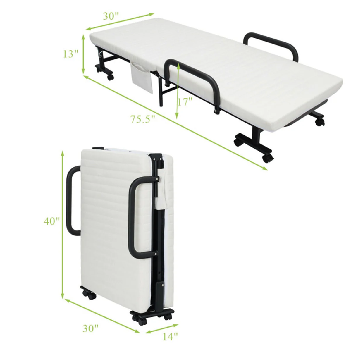 Portable Adjustable Guest Single Bed Twin Mattress - Image 15