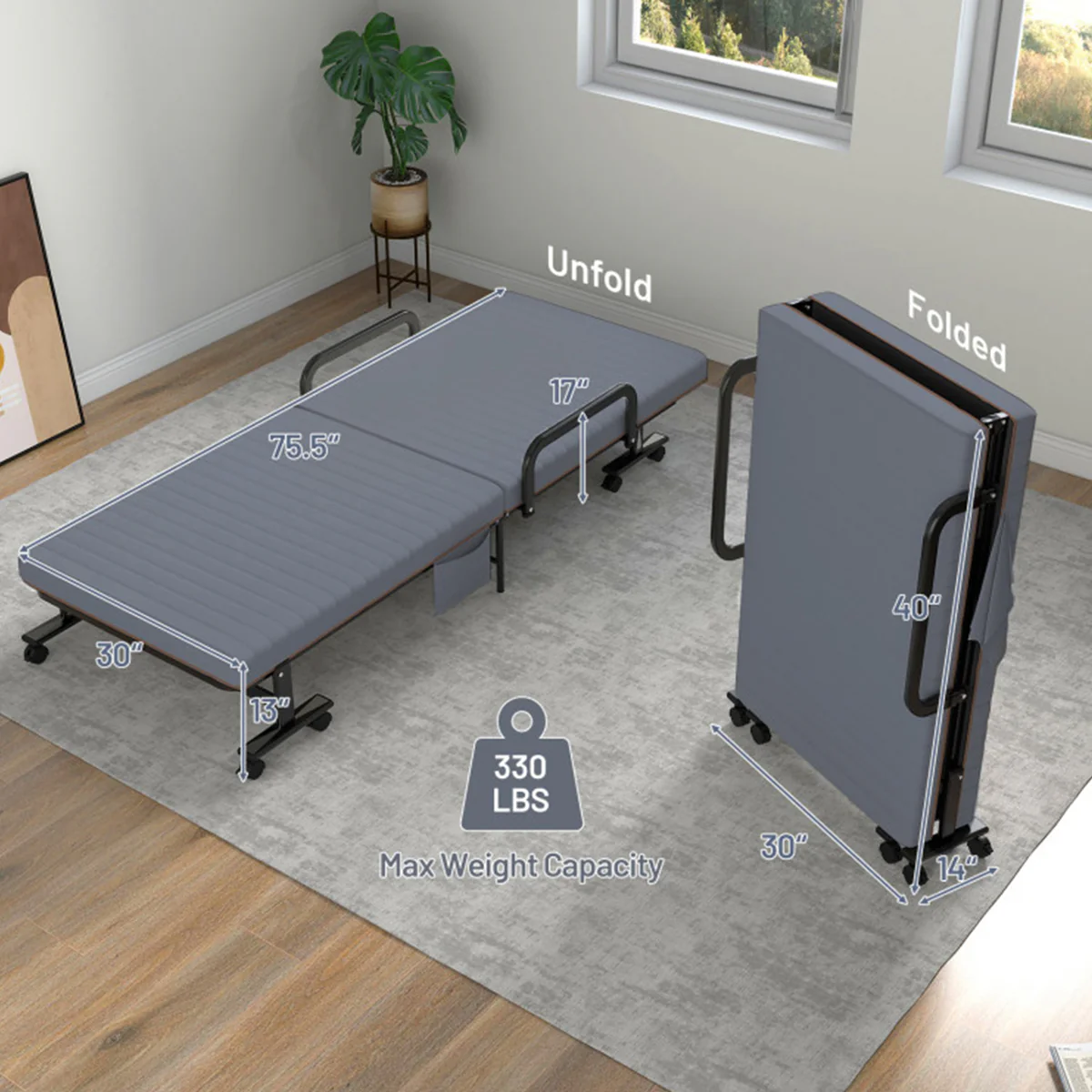 Portable Adjustable Guest Single Bed Twin Mattress - Image 9