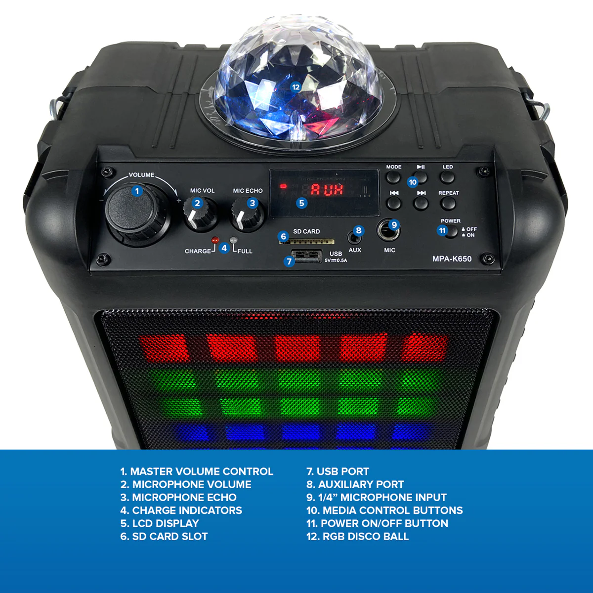 Portable Karaoke Party Speaker with LED Lights - Image 5