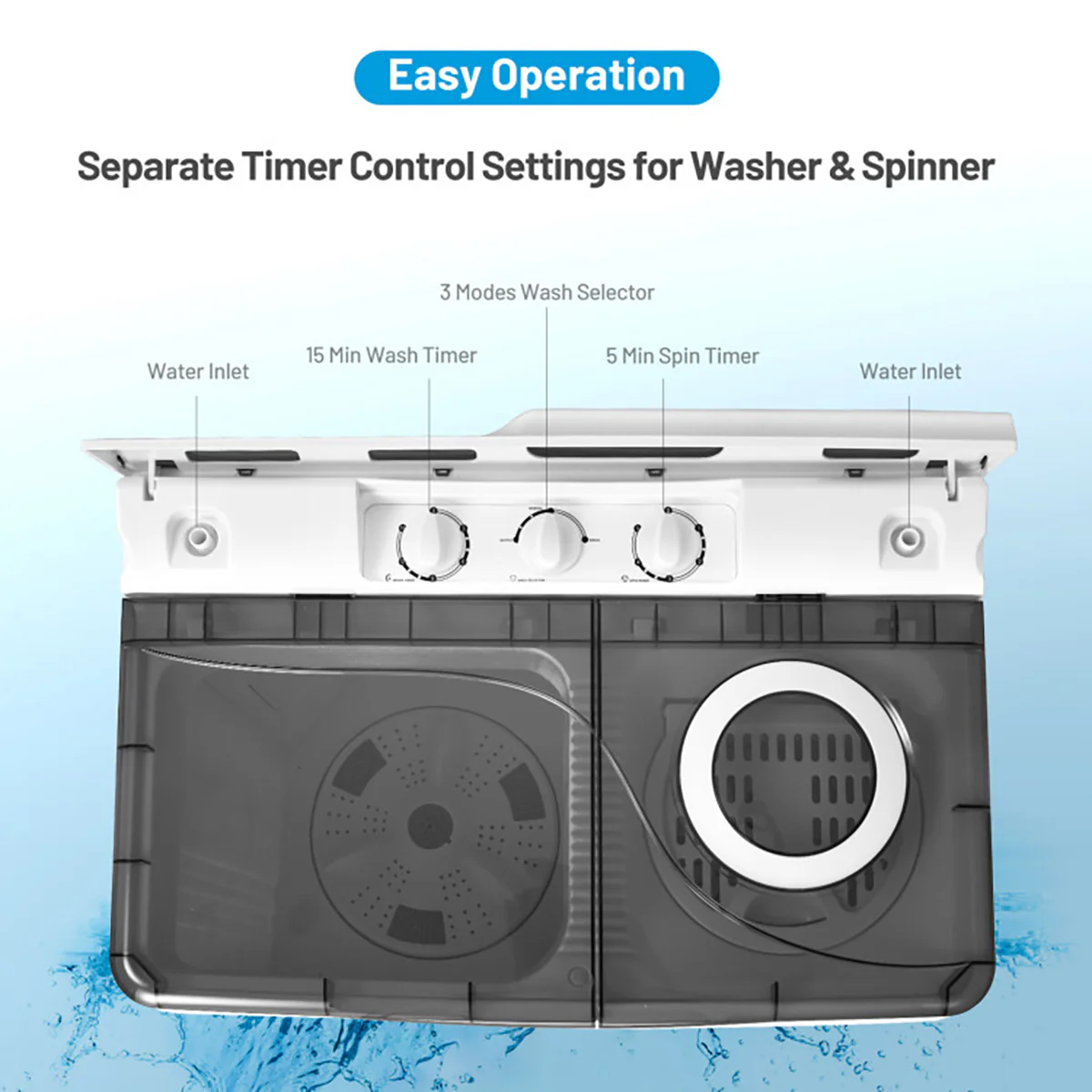 Portable Semi-Automatic Washing Machine with Built-in Drain Pump - Image 4
