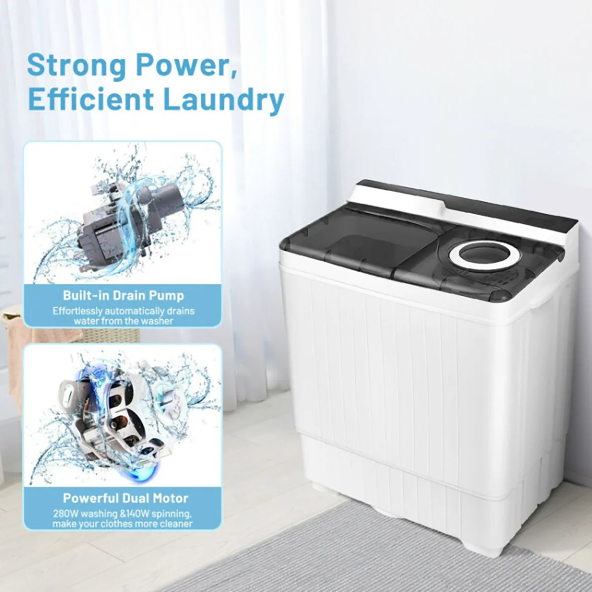 Portable Semi-Automatic Washing Machine with Built-in Drain Pump - Image 5