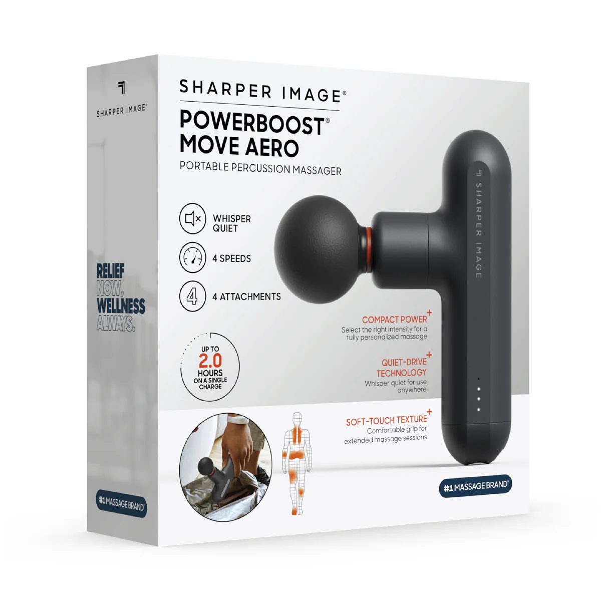 Powerboost Move Portable Percussion Massager Aero by Sharper Image - Image 6