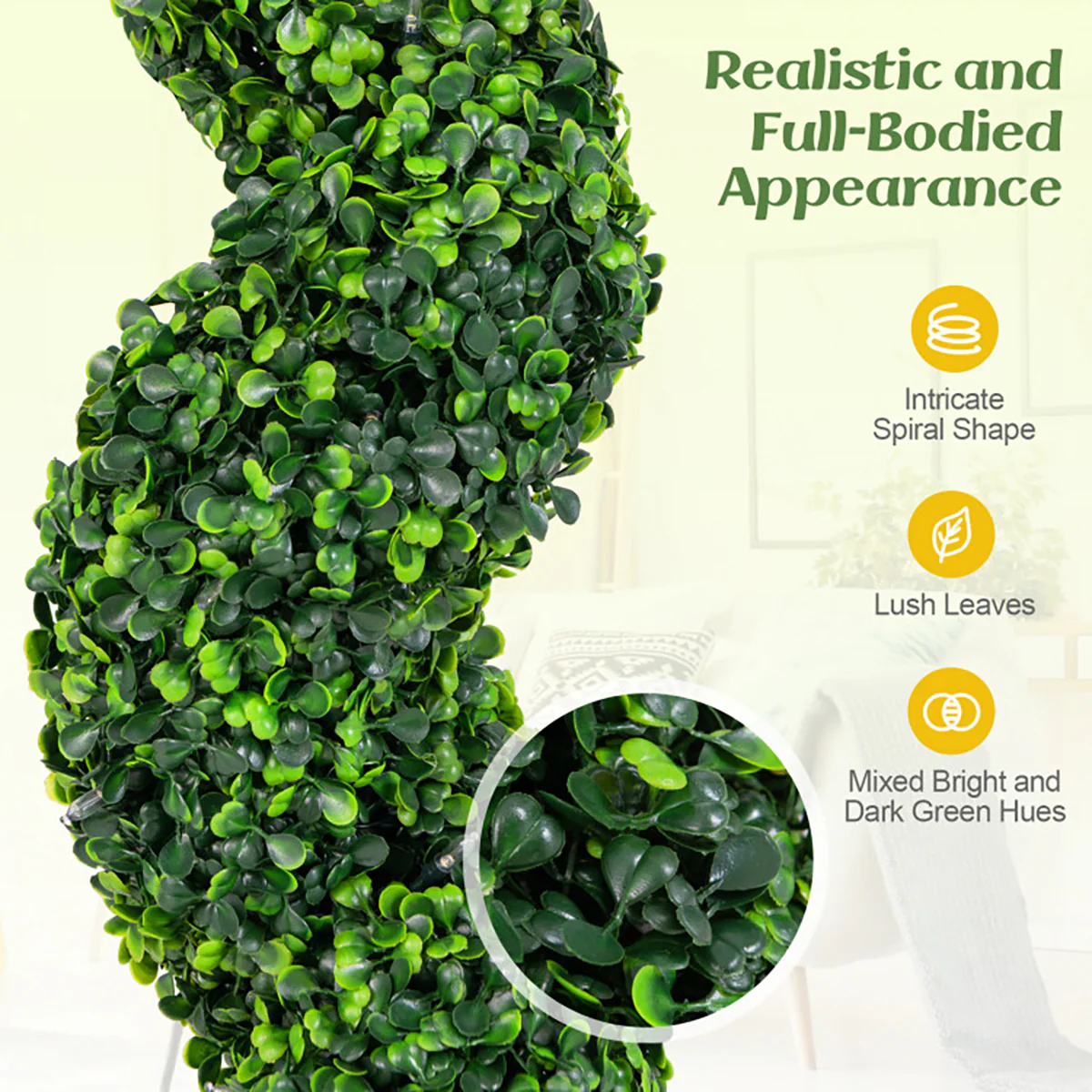 Pre-Lit Artificial Boxwood Spiral Topiary Trees (Set of 2) - Image 6