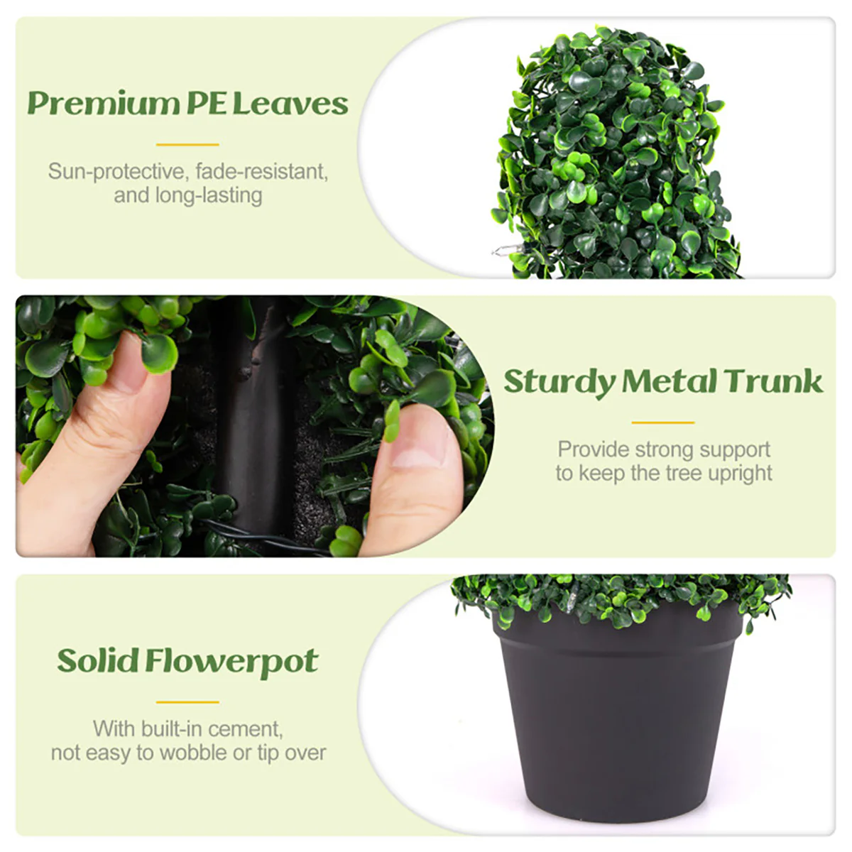 Pre-Lit Artificial Boxwood Spiral Topiary Trees (Set of 2) - Image 7
