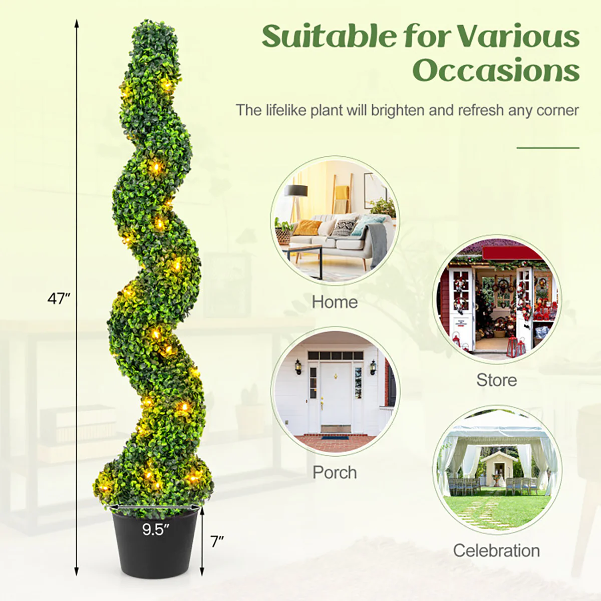 Pre-Lit Artificial Boxwood Spiral Topiary Trees (Set of 2) - Image 8
