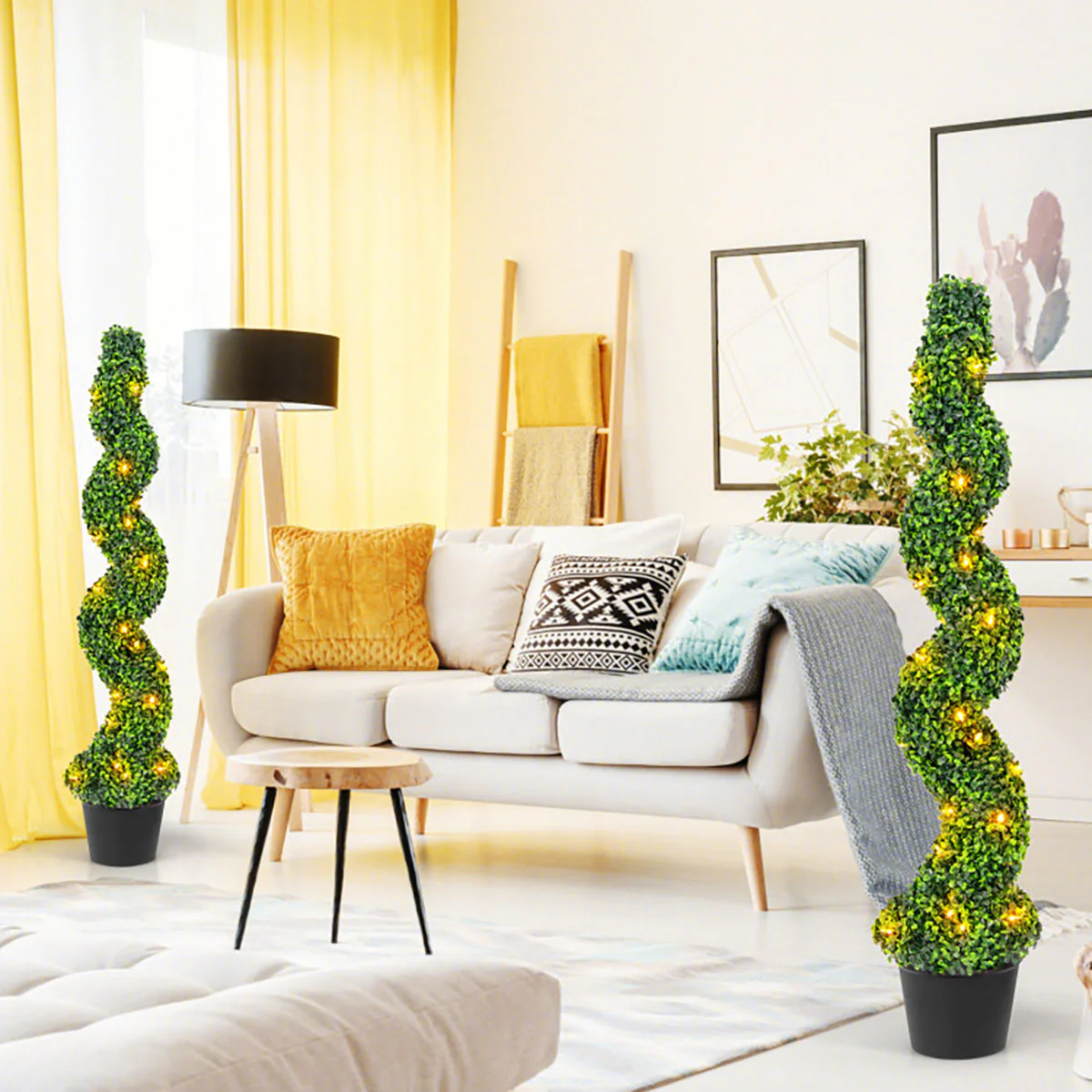 Pre-Lit Artificial Boxwood Spiral Topiary Trees (Set of 2) - Image 9