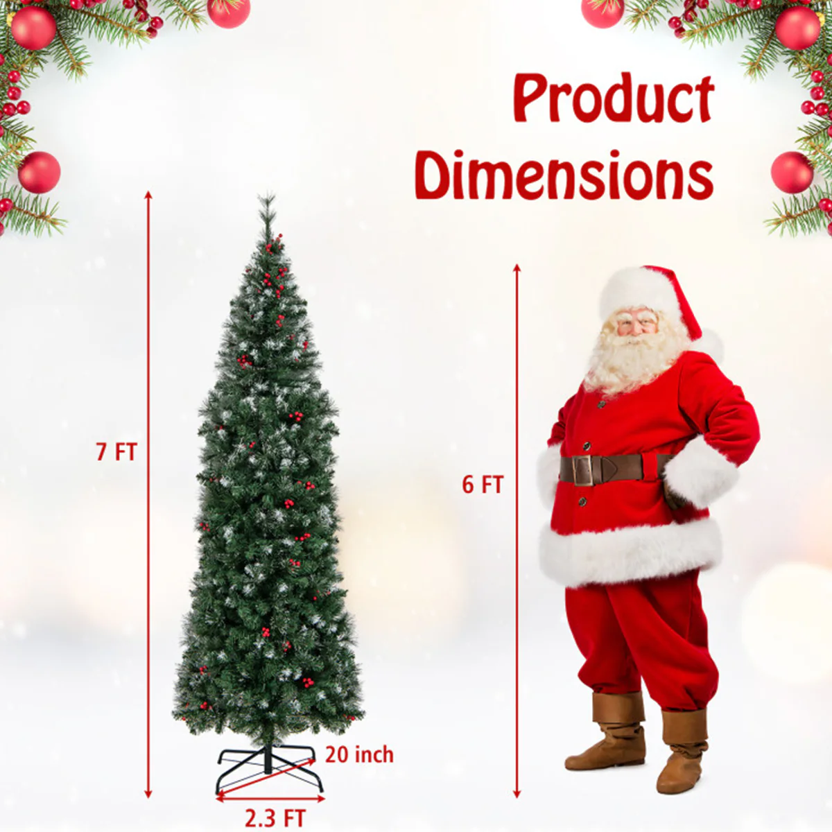 Pre-Lit Artificial Hinged Pencil Christmas Tree - Image 11