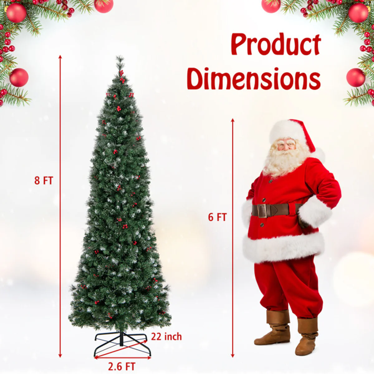 Pre-Lit Artificial Hinged Pencil Christmas Tree - Image 12