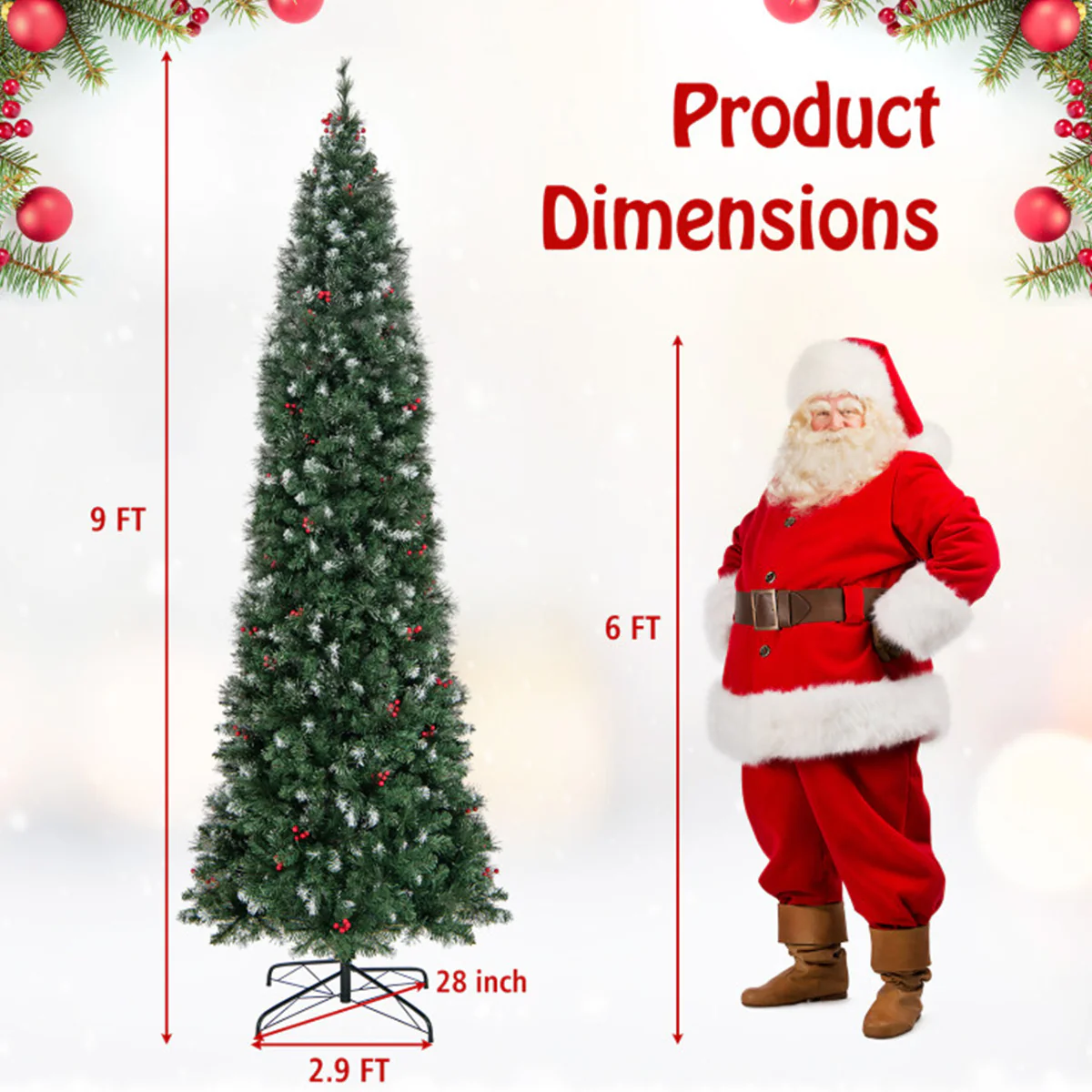 Pre-Lit Artificial Hinged Pencil Christmas Tree - Image 13