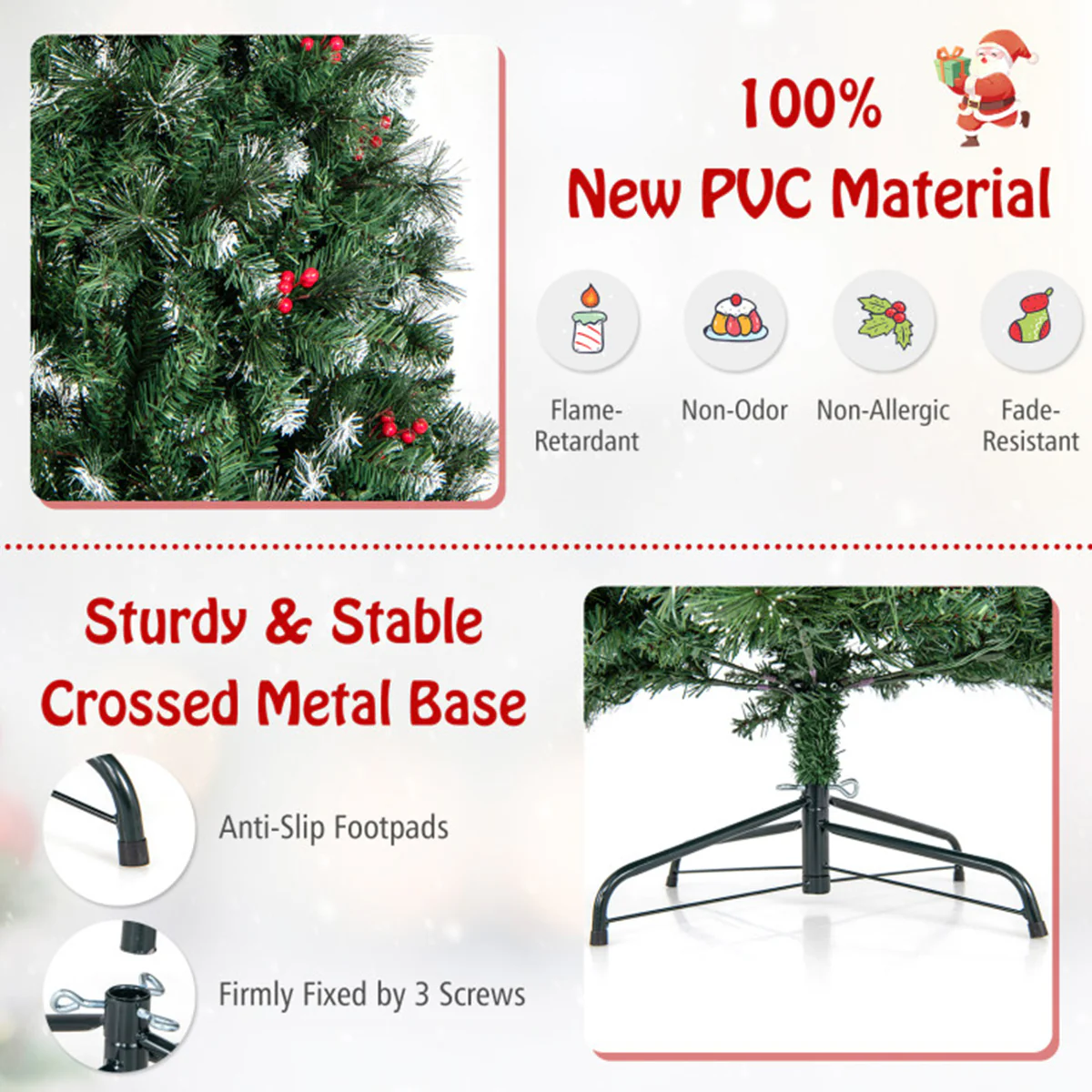 Pre-Lit Artificial Hinged Pencil Christmas Tree - Image 3