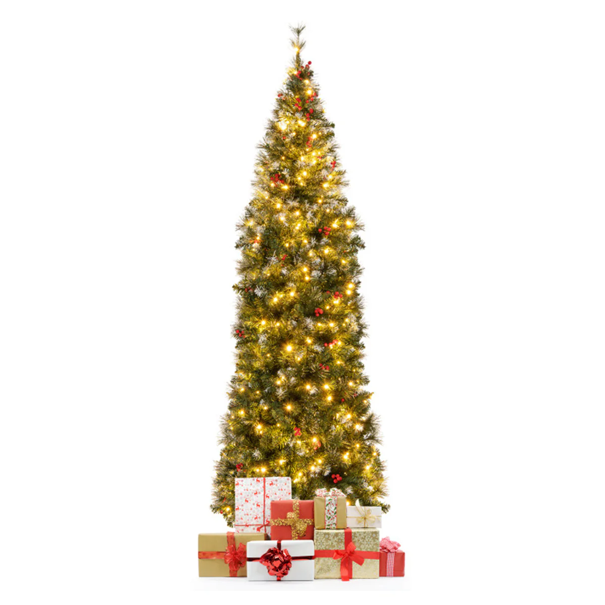Pre-Lit Artificial Hinged Pencil Christmas Tree - Image 7
