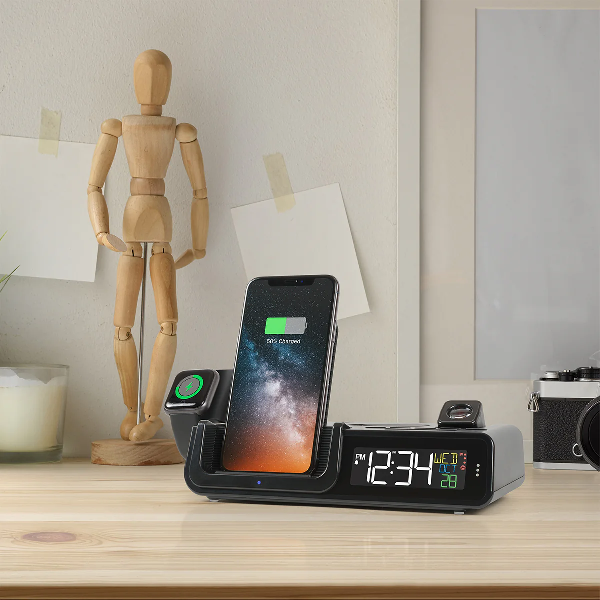 Projection Alarm Clock with Wireless Charging Station - Image 7