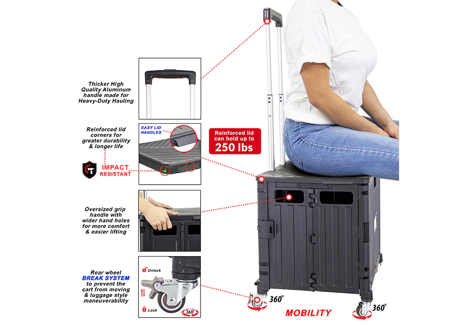 Quick Cart 360° Four Wheeled Rolling Crate - Image 3