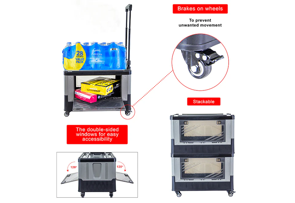 Quick Cart Extended Four Wheeled Rolling Crate - Image 3