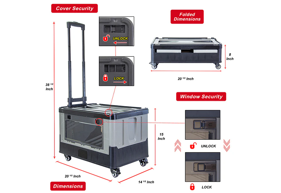 Quick Cart Extended Four Wheeled Rolling Crate - Image 5