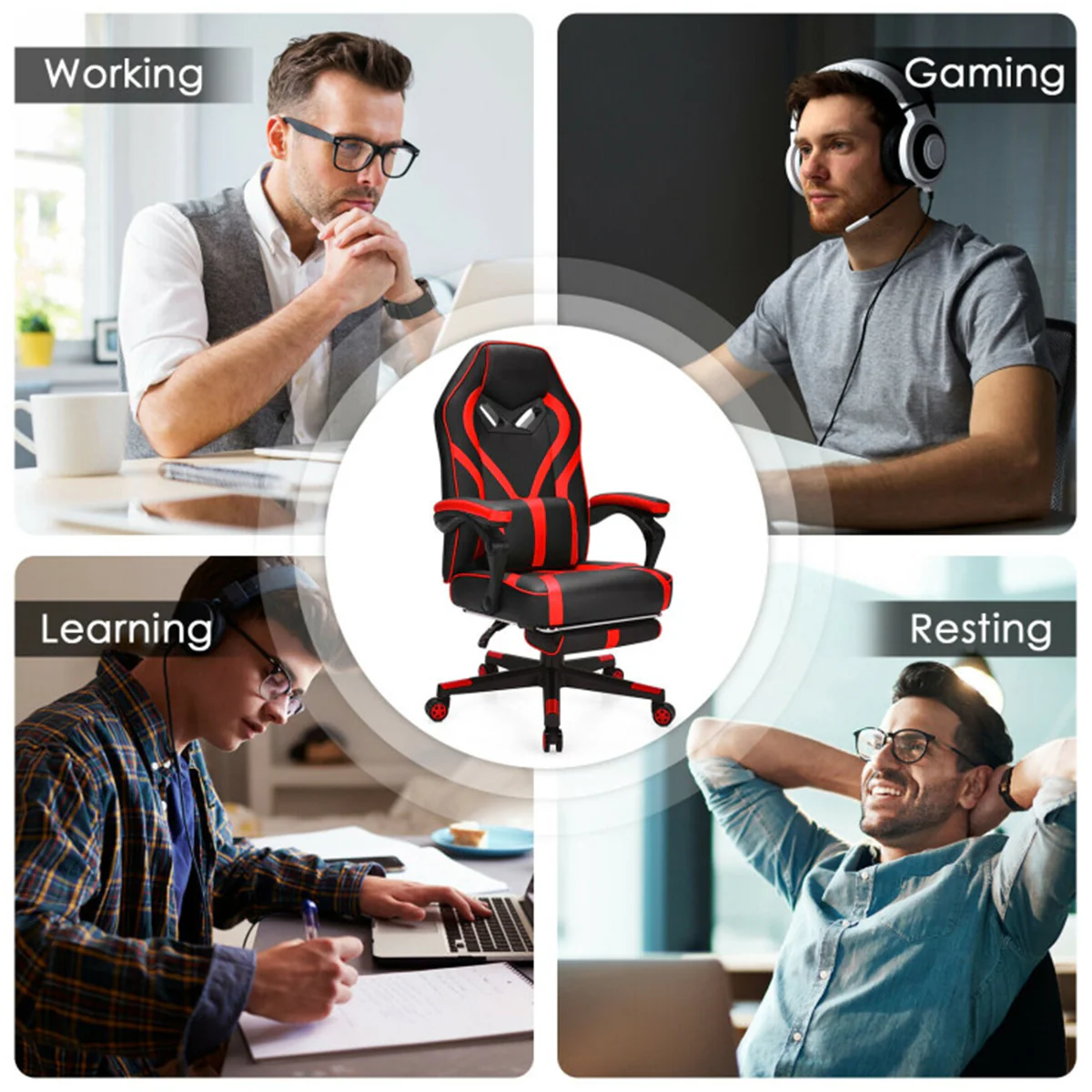 Racing Style Gaming Chair with Massaging Lumbar Support - Image 3
