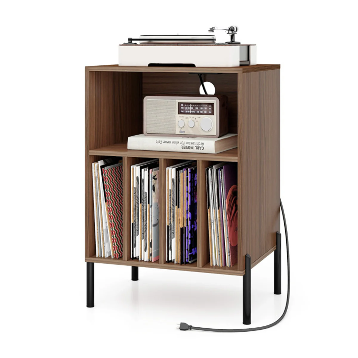 Record Player Storage Stand with Charging Station - Image 11