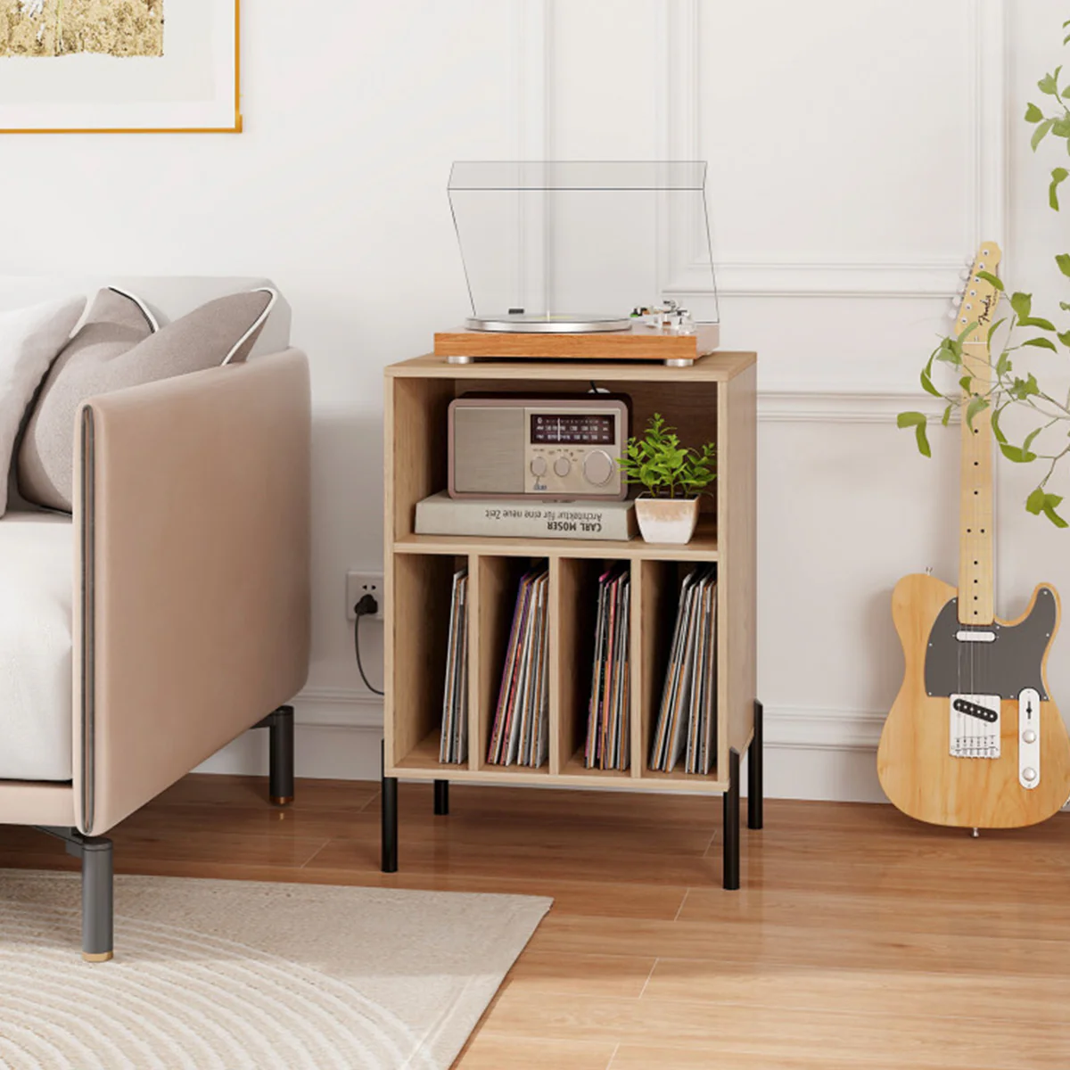 Record Player Storage Stand with Charging Station - Image 8