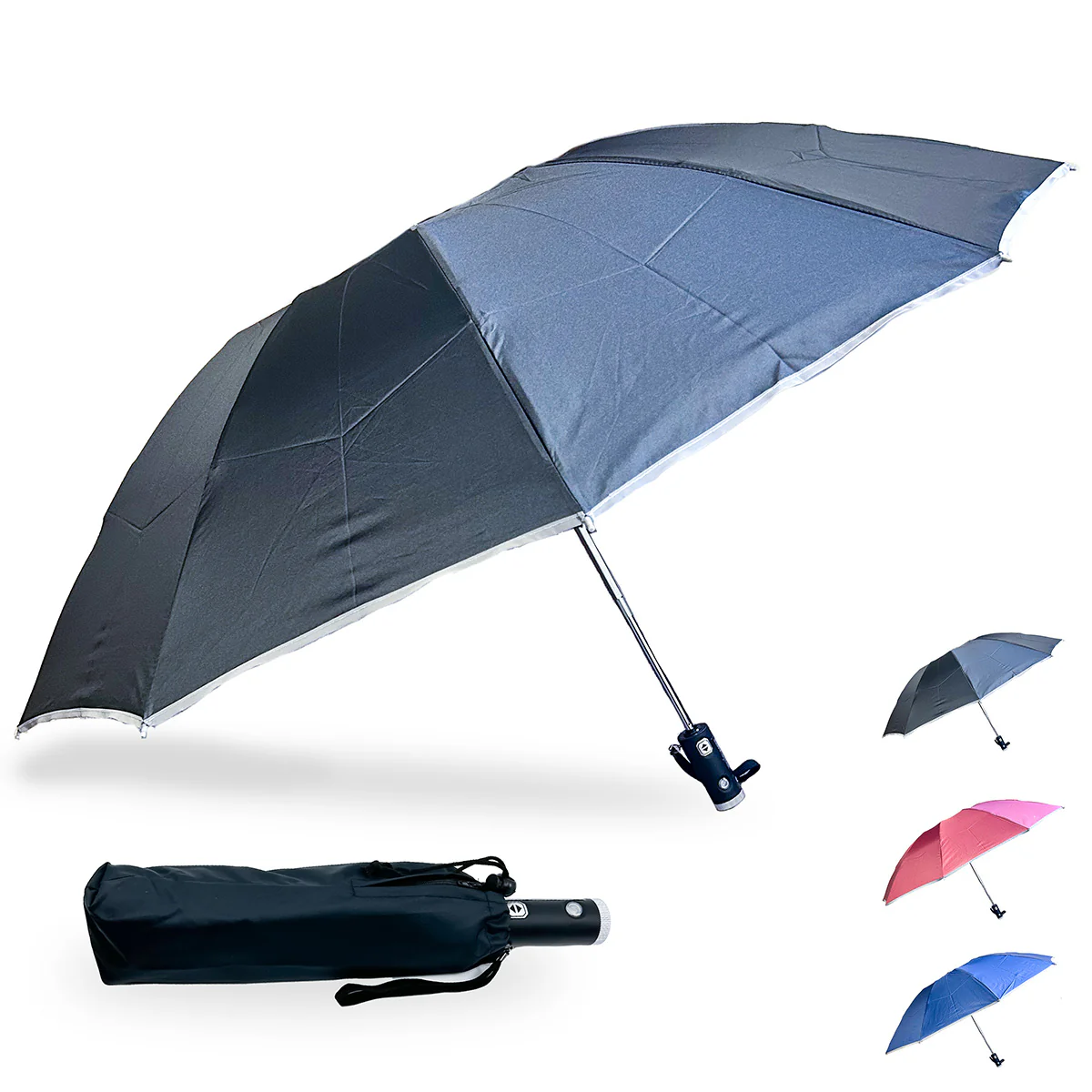 Reverse Folding Compact Umbrella with Flashlight - Image 2