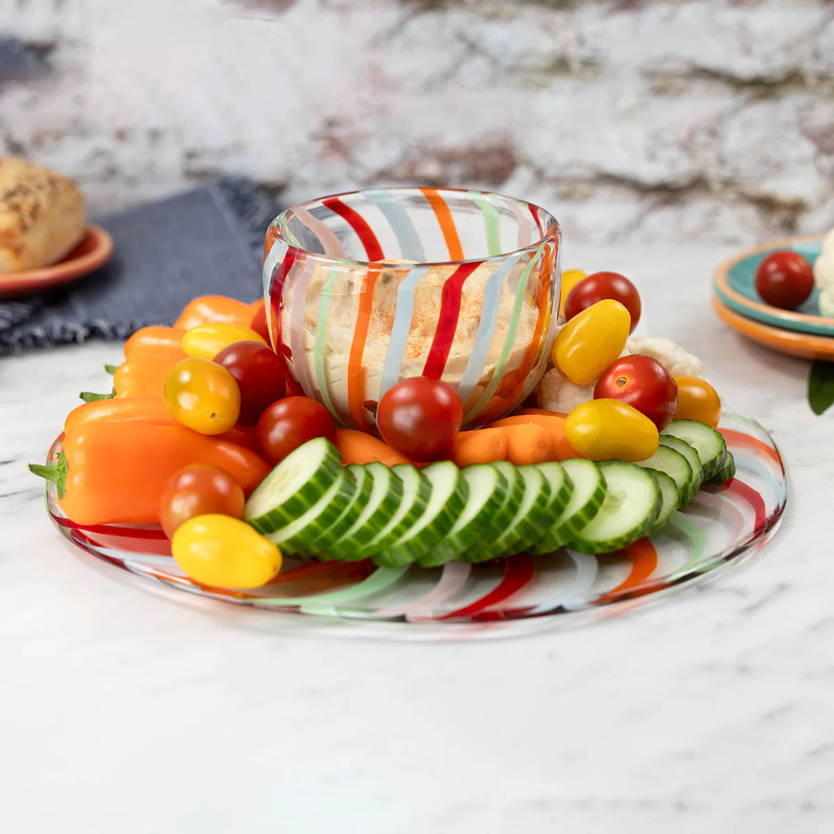 Reversible Glass Cake Stand/Chip and Dip Platter - Image 3