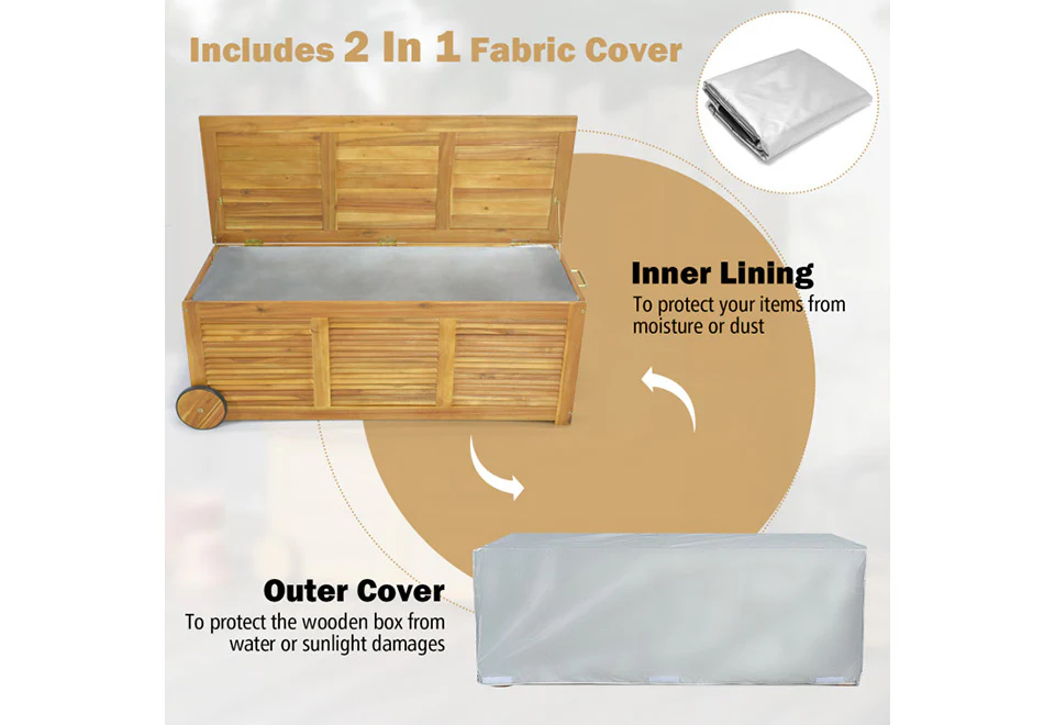 Rolling Patio Wooden Deck Box - Image 5