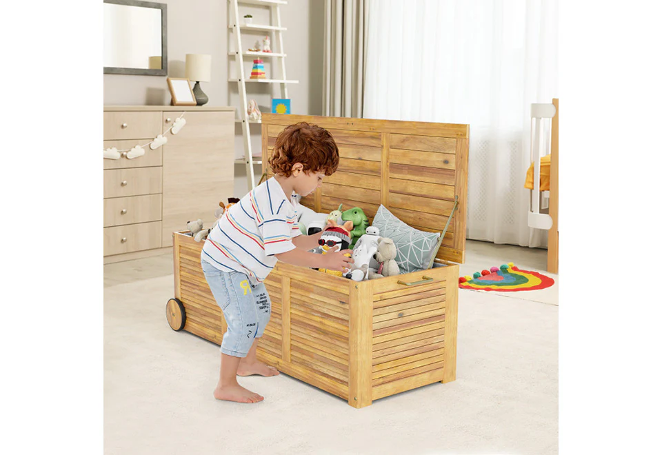 Rolling Patio Wooden Deck Box - Image 7