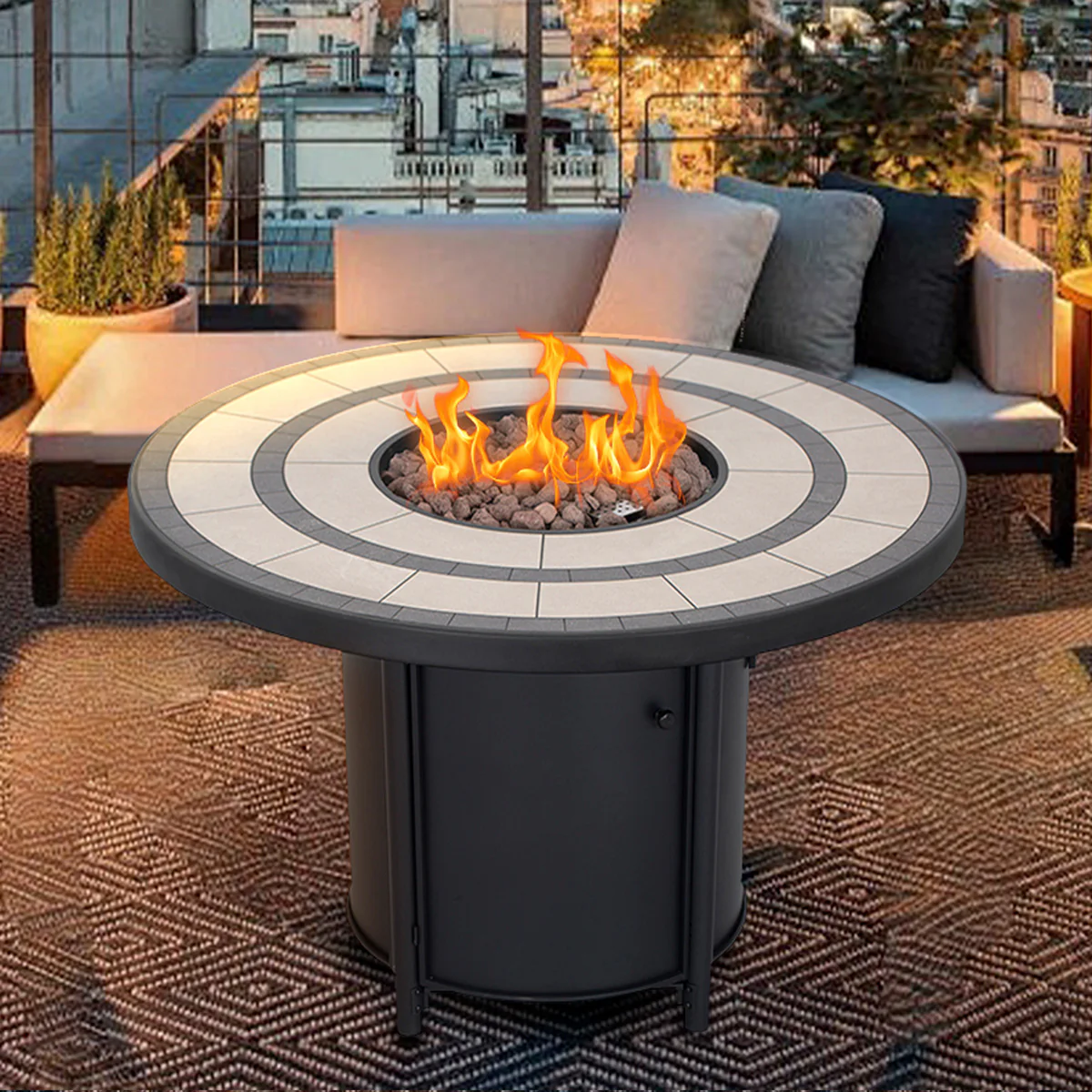 Round Propane Gas Fire Pit Table - Image 4