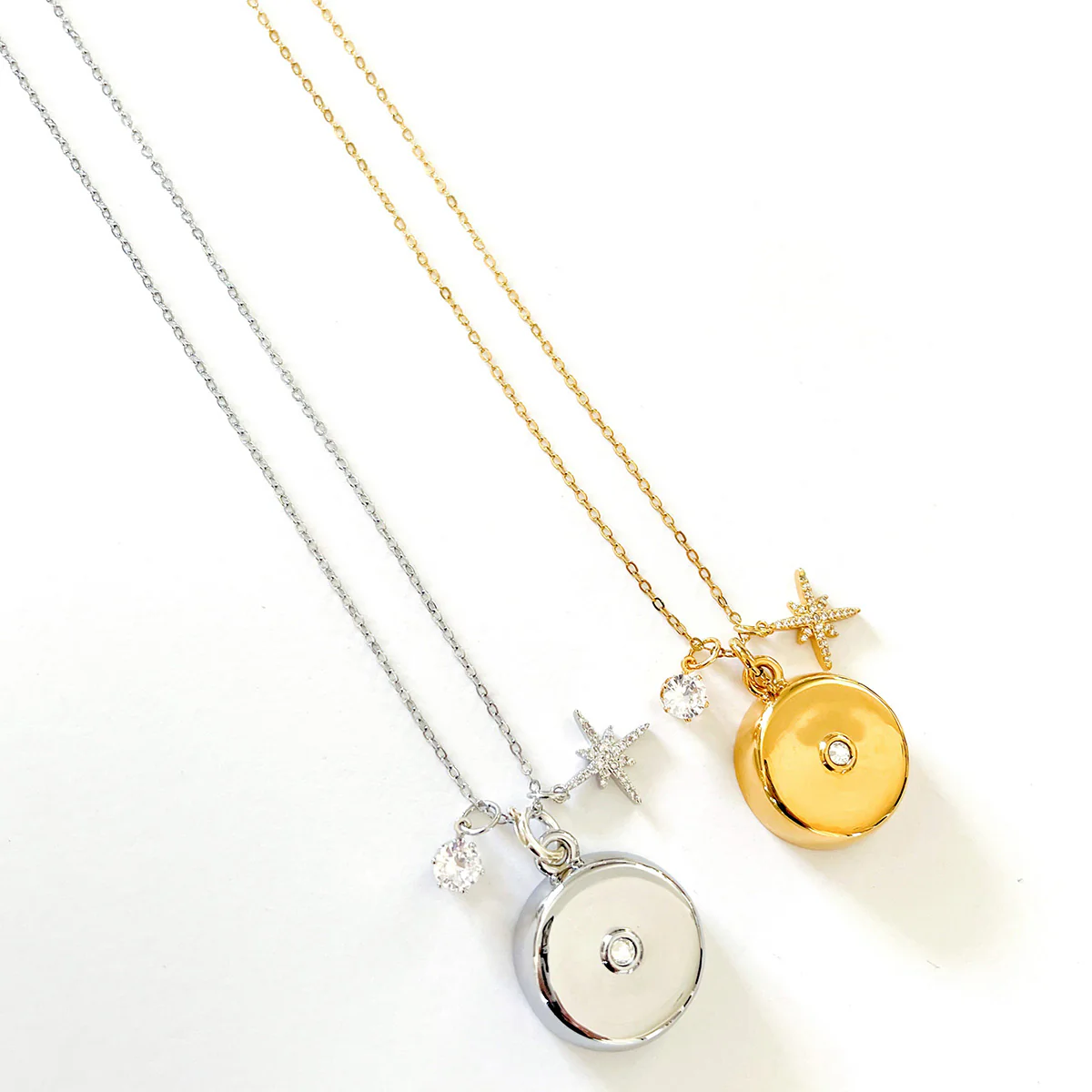 Safety Star Burst Charm Necklace with Crystal Pendant - Image 2