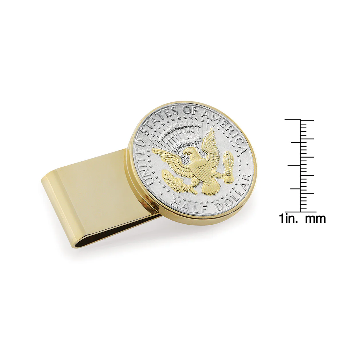 Selectively Gold-Layered Presidential Seal JFK Half Dollar Stainless Steel Goldtone Coin Money Clip - Image 3