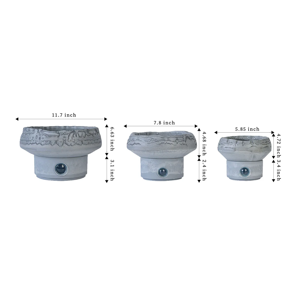 Self-Watering Rock Garden Pot System for Indoor Plants (Set of 3) - Image 5