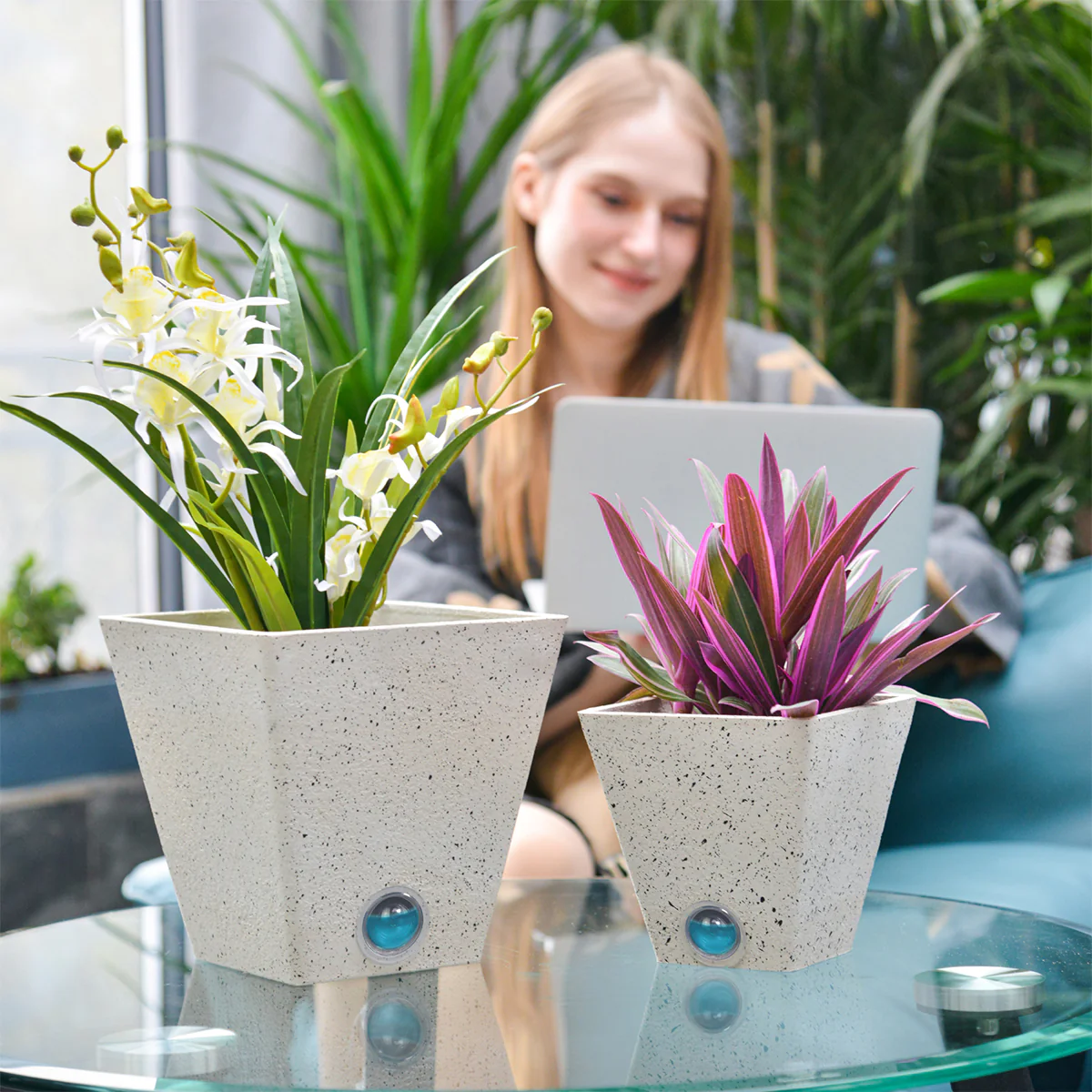 Self-Watering Tall Square Pot System for Indoor Plants (Set of 3) - Image 7