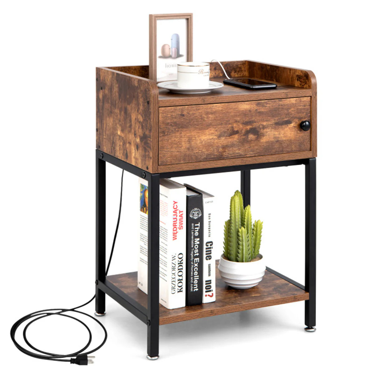 Side Table with Charging Station - Image 2