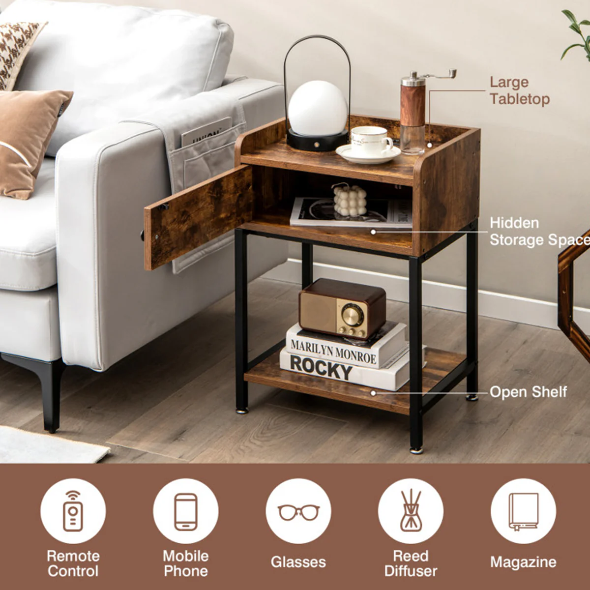 Side Table with Charging Station - Image 6