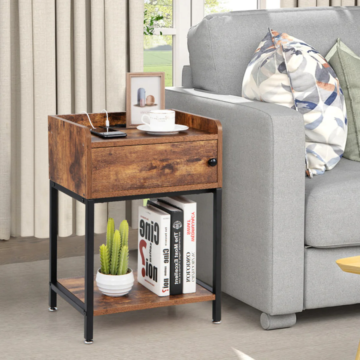 Side Table with Charging Station - Image 8