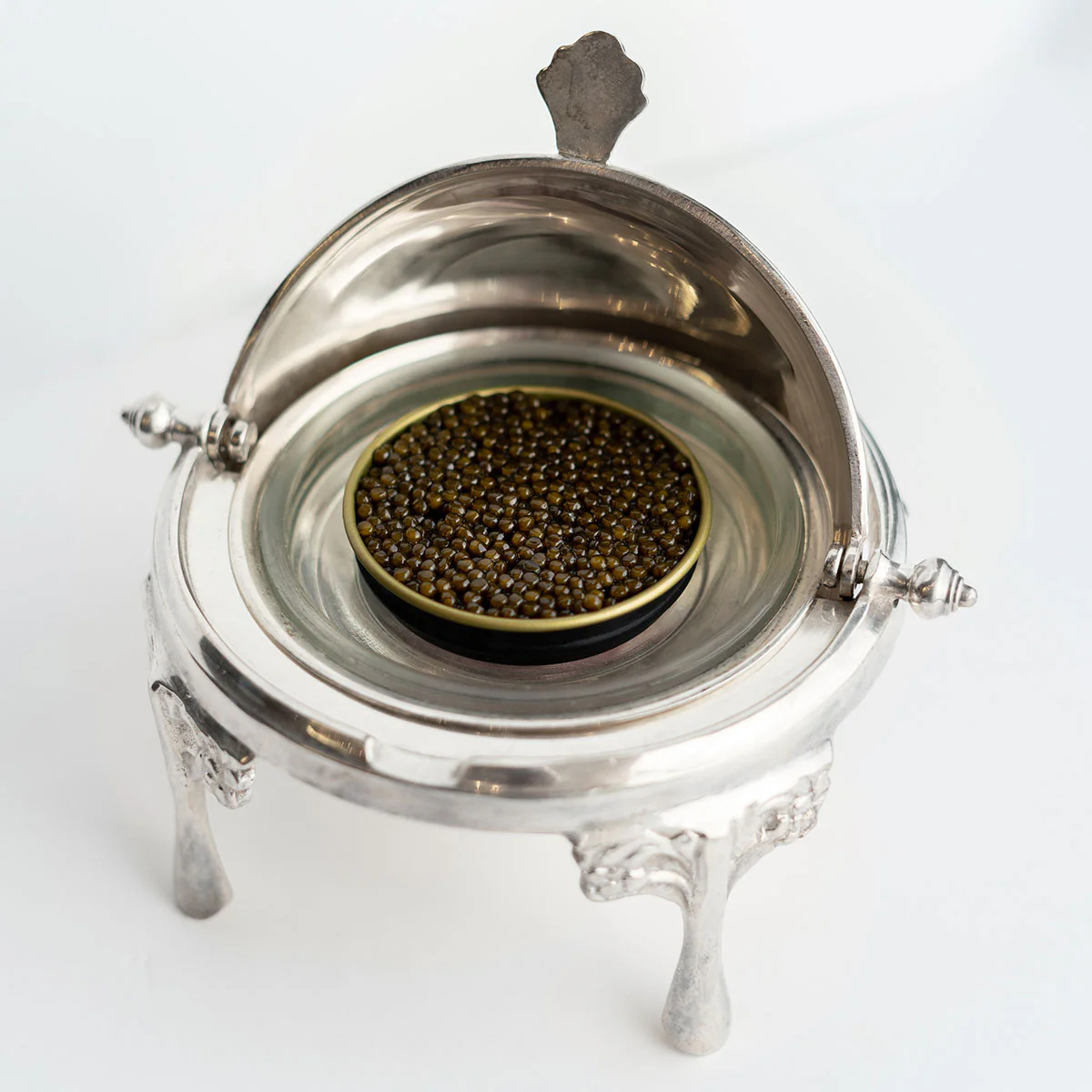 Silver Roll Top Caviar Server - Image 2