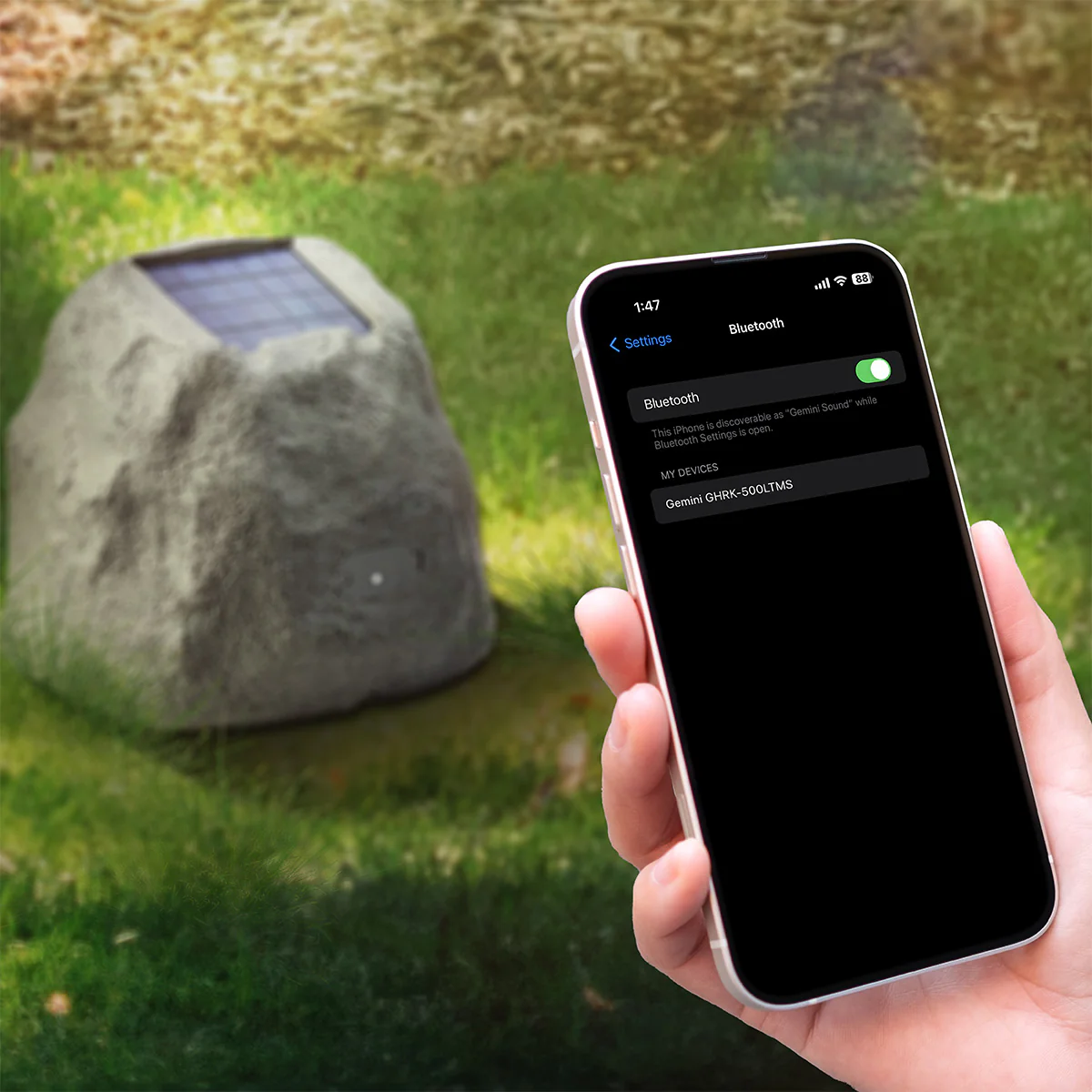 Solar Powered Bluetooth Rock Speaker with Multilink - Image 3
