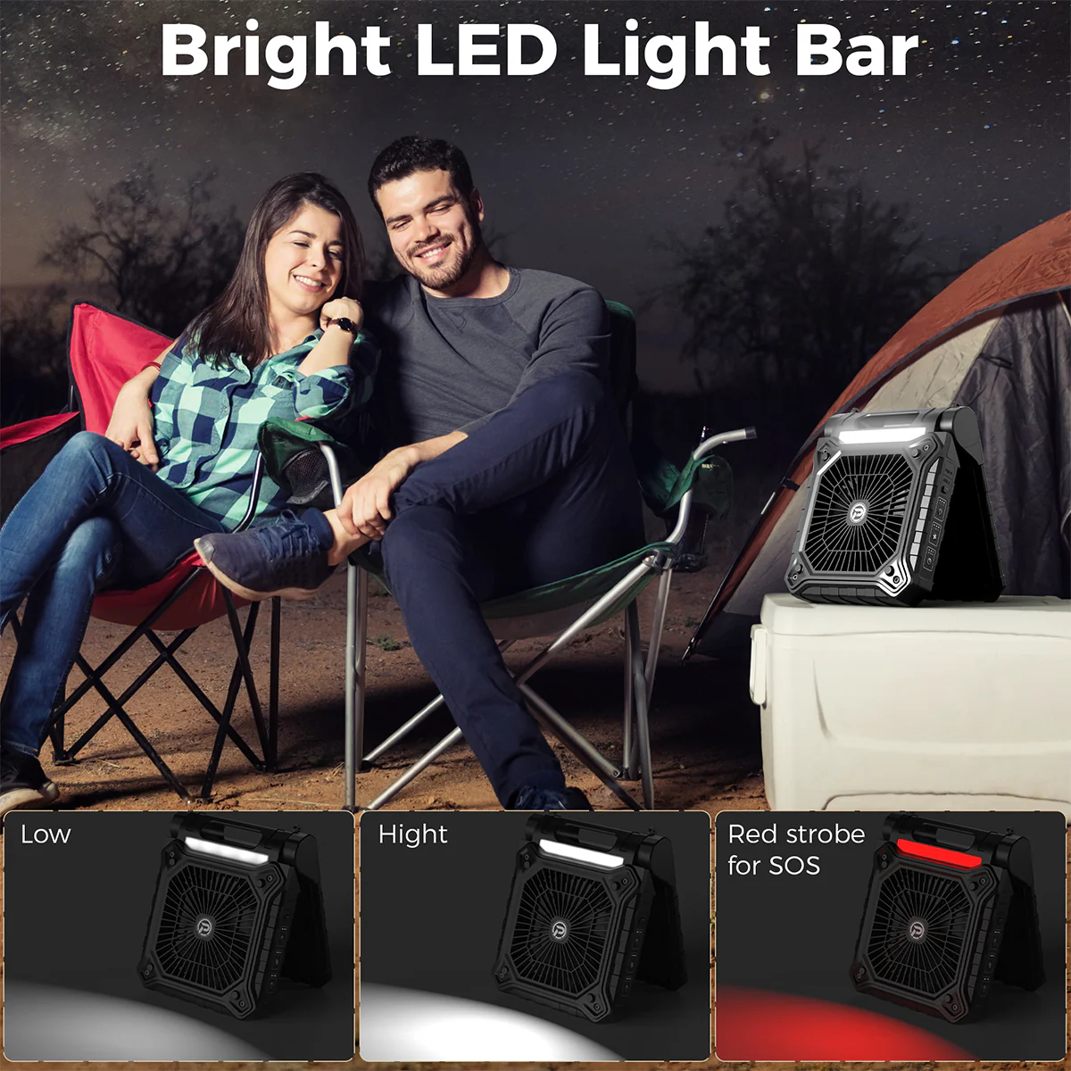 Solar Powered Fan with LED Lights - Image 6
